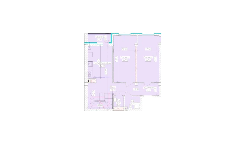 3-xonali xonadon 78.37 m²  9/9 qavat | Aero Town Turar-joy majmuasi