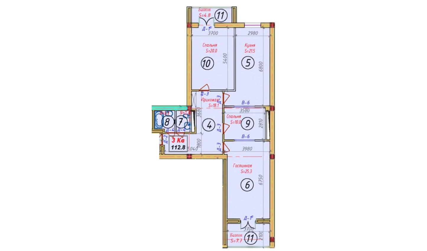 3-xonali xonadon 112.8 m²  8/9 qavat | SAMARQAND CITY Turar-joy majmuasi