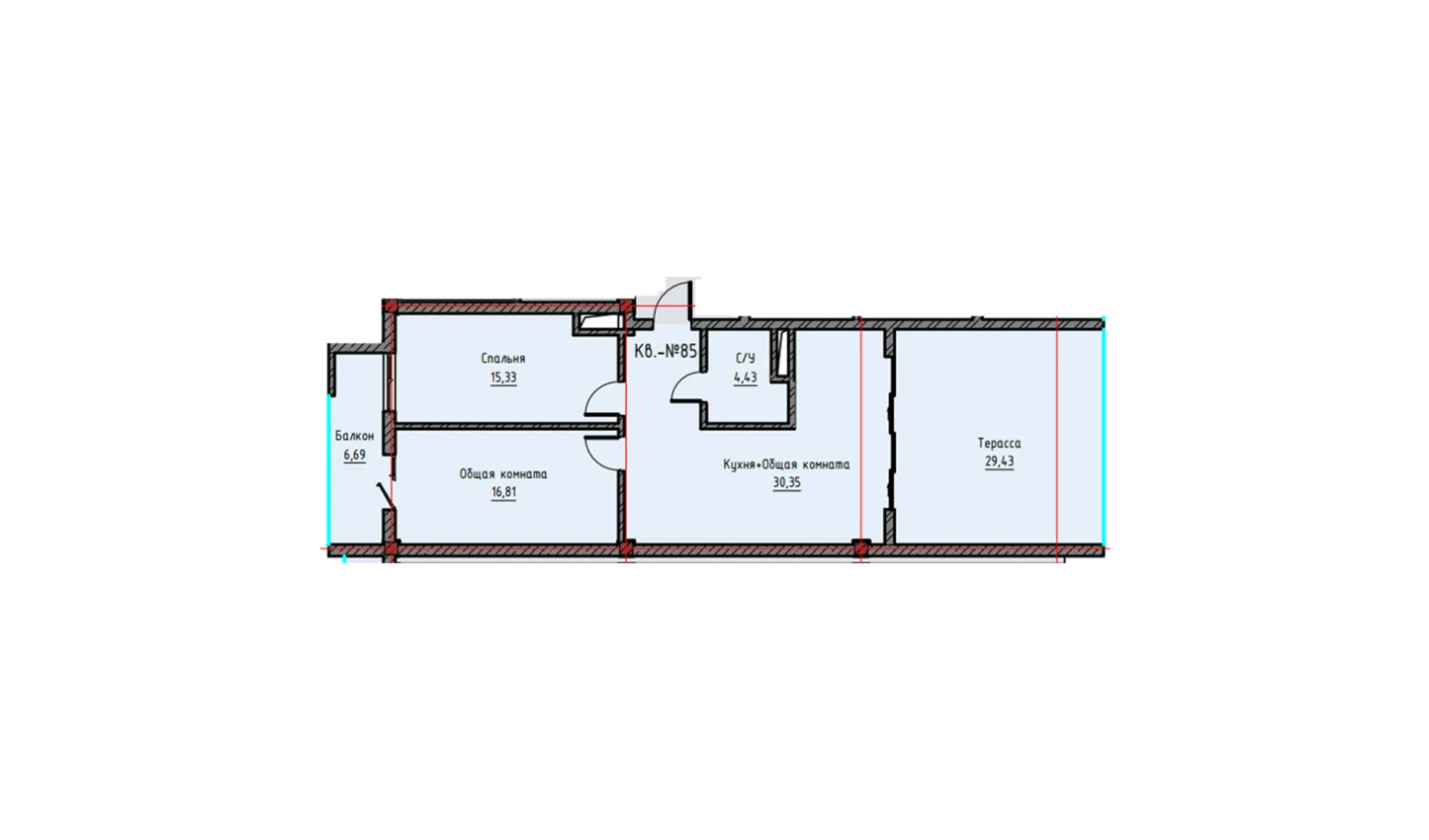 2-комн. квартира 103.04 м²  9/9 этаж | Жилой комплекс UCHTEPA CITY