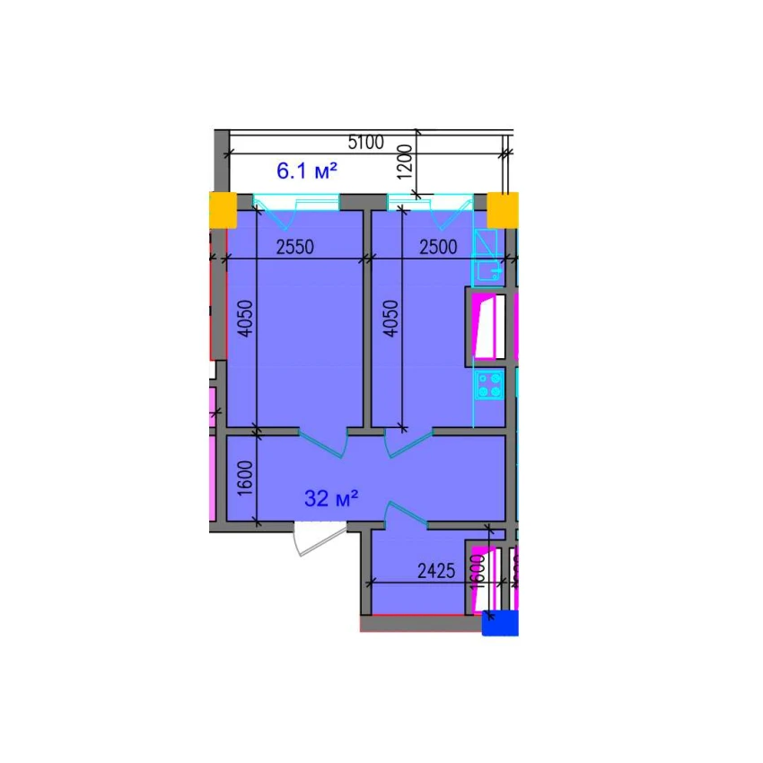 2-xonali xonadon 38.1 m²  10/12 qavat | SOKIN SOHIL Turar-joy majmuasi