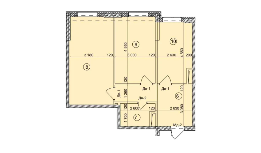 2-xonali xonadon 67.1 m²  9/9 qavat | Uchtepa Avenue Turar-joy majmuasi
