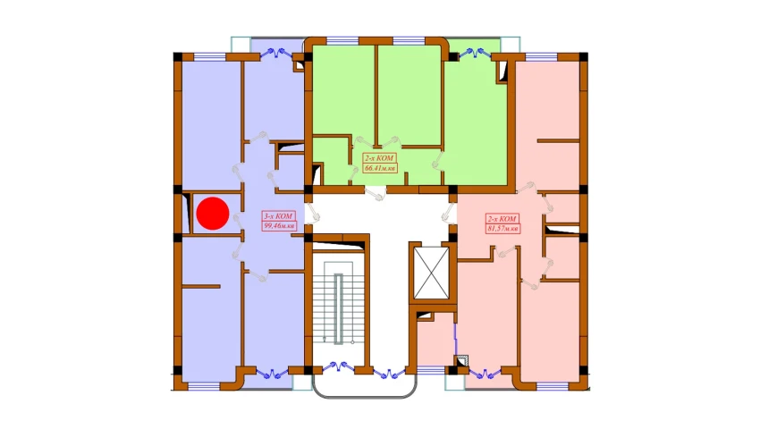 3-xonali xonadon 99.46 m²  3/10 qavat | Aviasozlar Plaza Turar-joy majmuasi