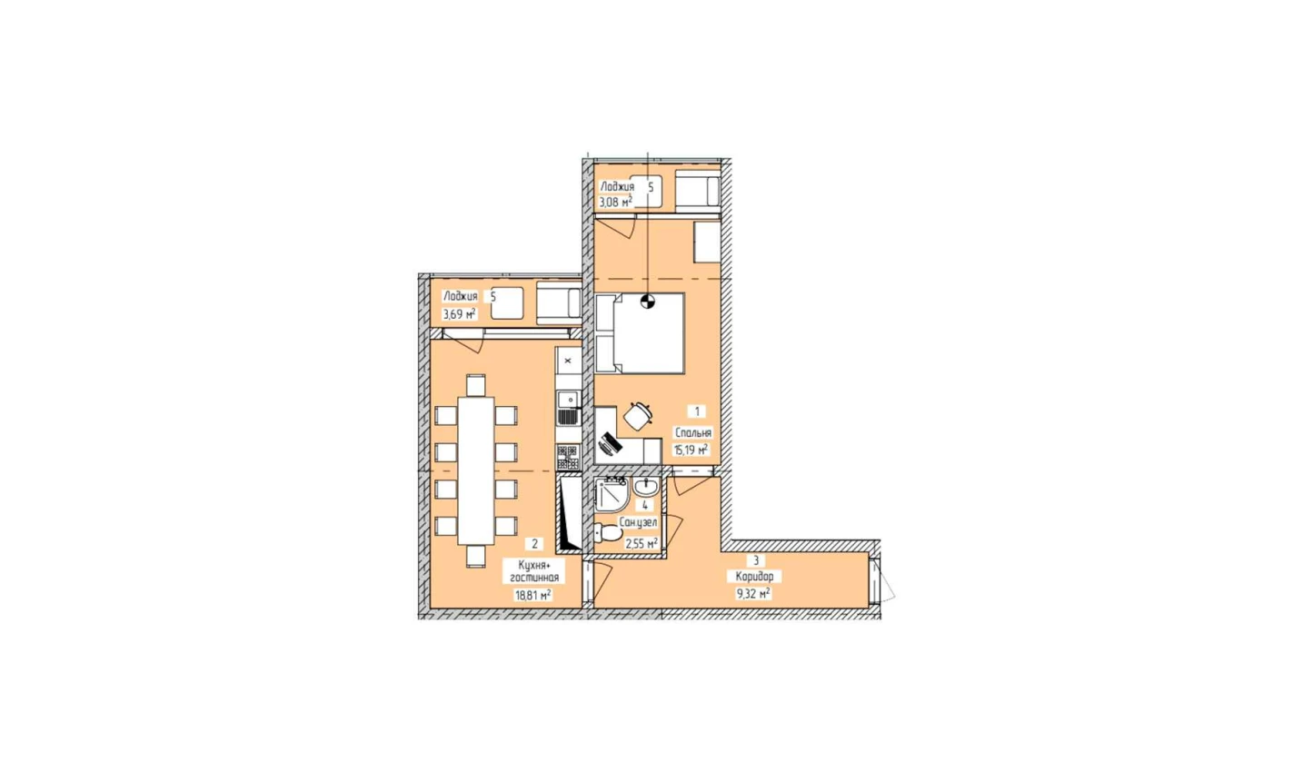 2-комн. квартира 52.82 м² 10/16 этаж | Жилой комплекс ELITE ECO CITY 2-комн. квартира 52.82 м² 10/16 этаж | Жилой комплекс ELITE ECO CITY