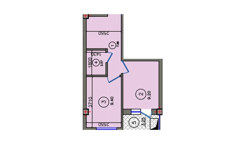 1-xonali xonadon 32 m²  4/10 qavat | Qibray City Turar-joy majmuasi