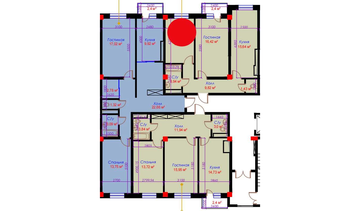 2-комн. квартира 62.53 м²  6/10 этаж | Жилой комплекс Ko'kcha-Oqtepa