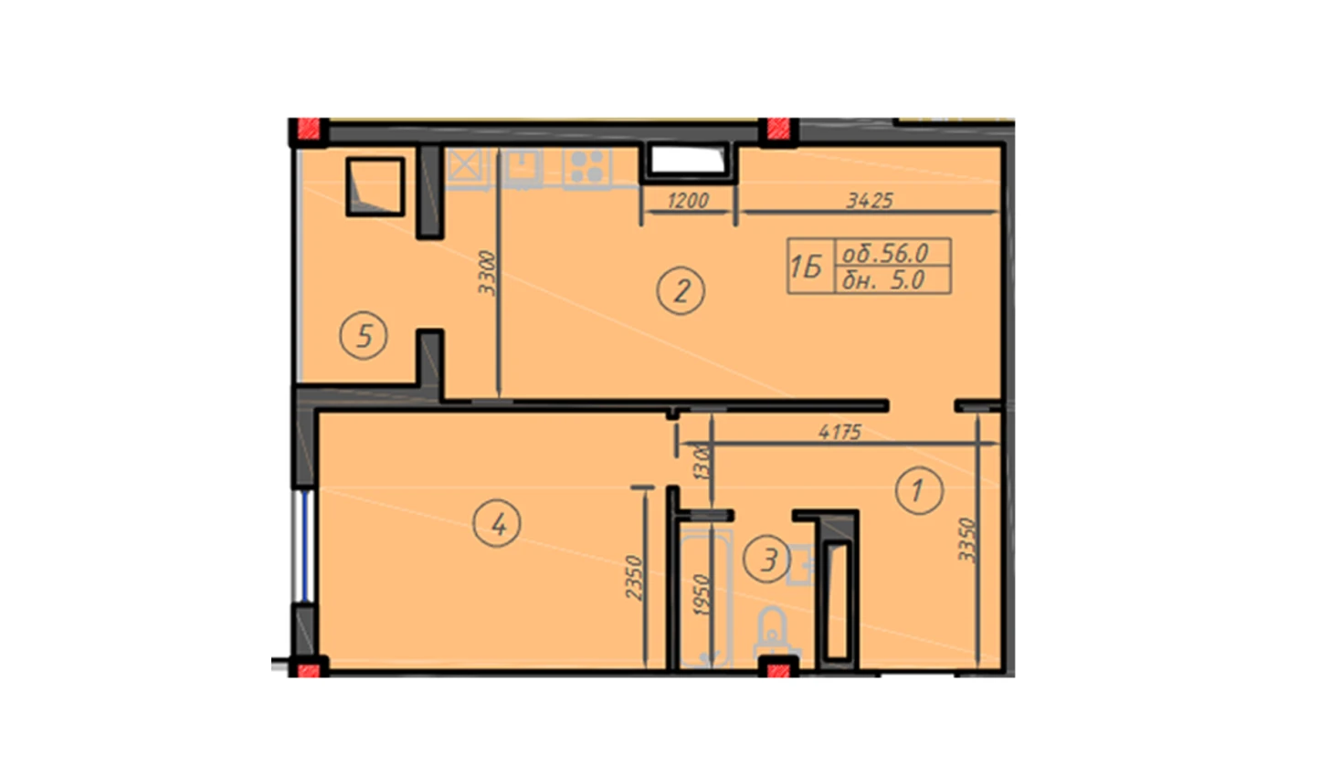 1-комн. квартира 56 м²  4/12 этаж | Жилой комплекс Sokin hayot