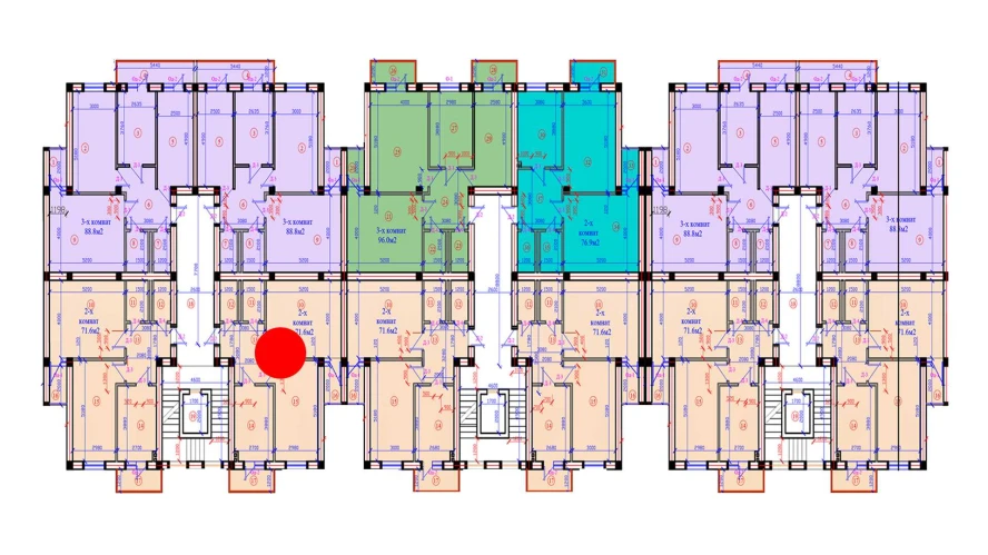 2-xonali xonadon 71.6 m²  2/7 qavat | G'IJDUVON CITY Turar-joy majmuasi