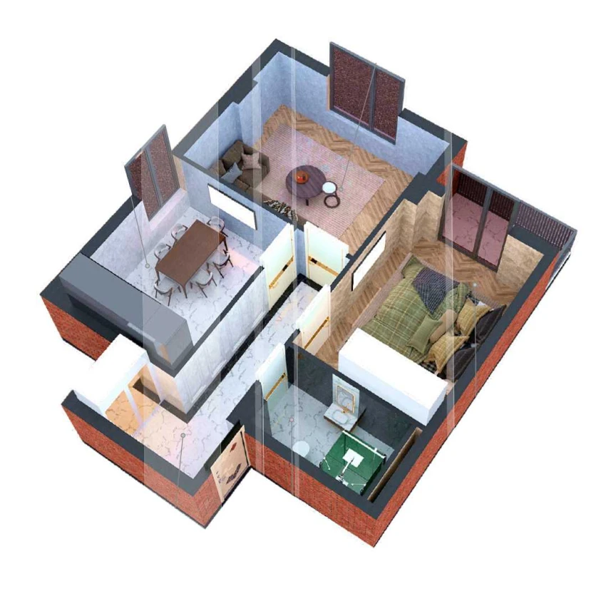 2-xonali xonadon 54.68 m²  7/7 qavat | O'ZBEGIM Turar-joy majmuasi