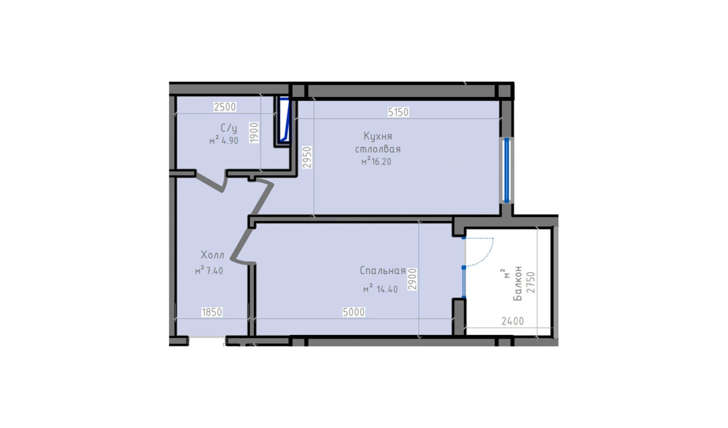 1-комн. квартира 52.6 м²  5/13 этаж | Жилой комплекс ORZU SAROYI
