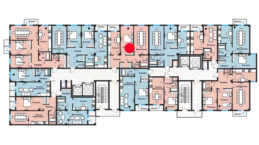 1-xonali xonadon 69.97 m²  8/12 qavat | Zangota City 1 -ETAP Turar-joy majmuasi