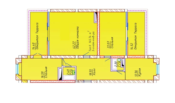 3-xonali xonadon 145.74 m²  10/10 qavat | Samarqand Park Avenue Turar-joy majmuasi