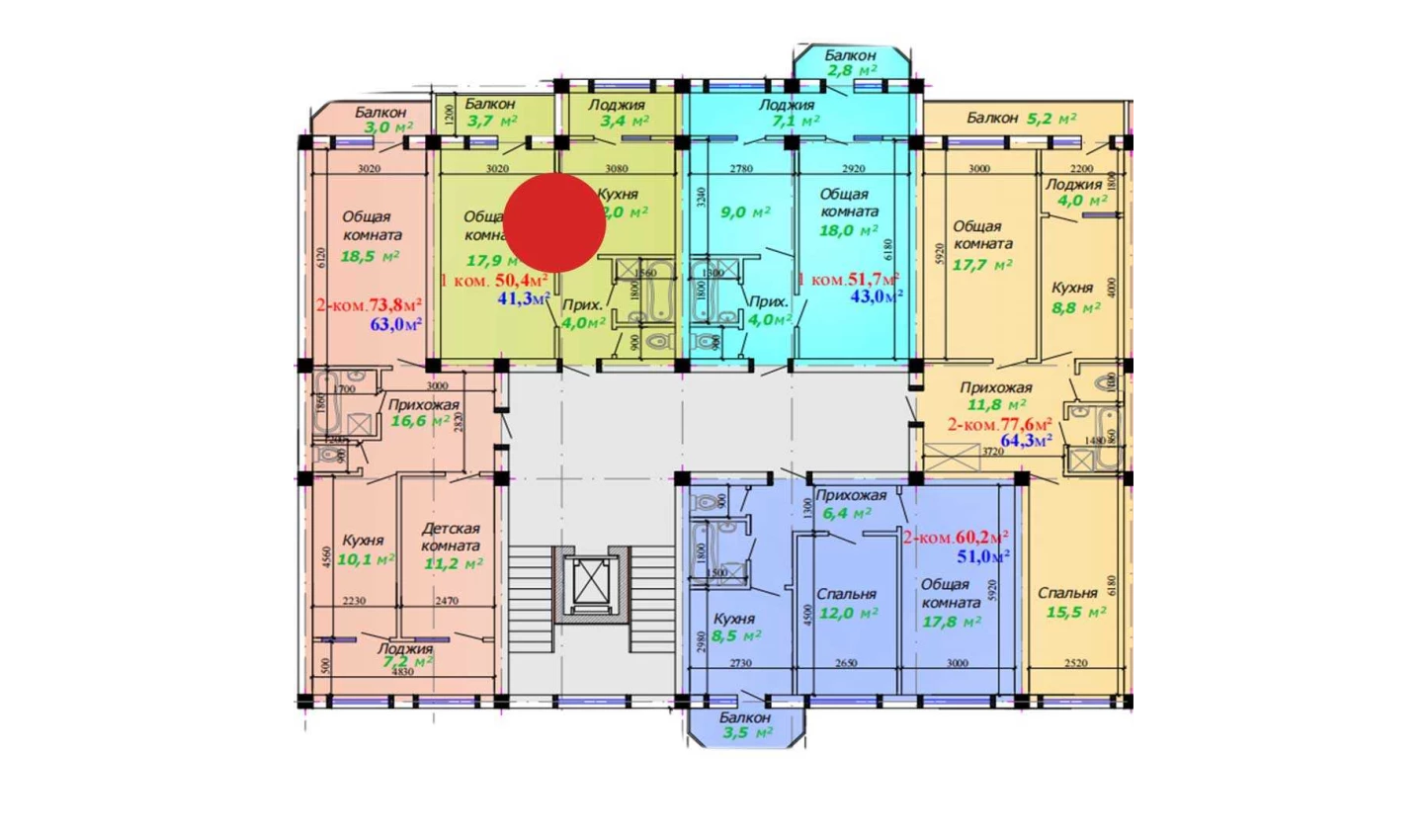 1-комн. квартира 50.4 м²  7/7 этаж | Жилой комплекс Bunyodkor