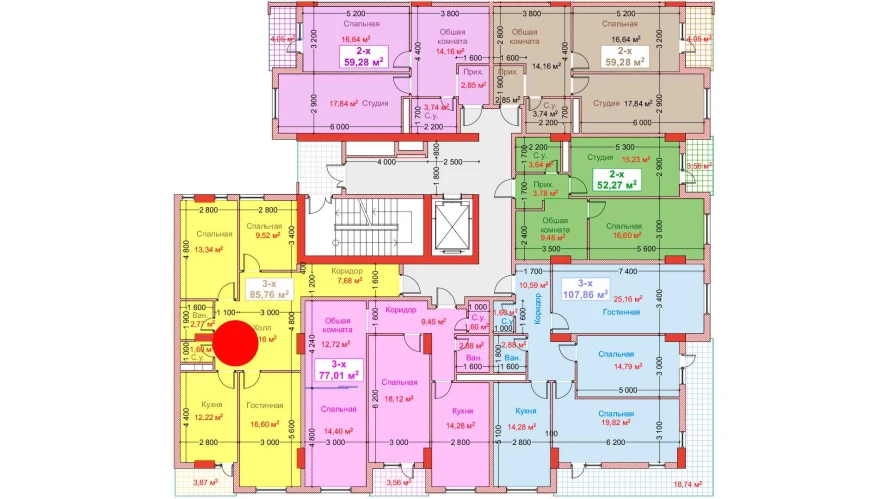 3-комн. квартира 85.76 м²  6/8 этаж | Жилой комплекс CAPITAL AVENUE