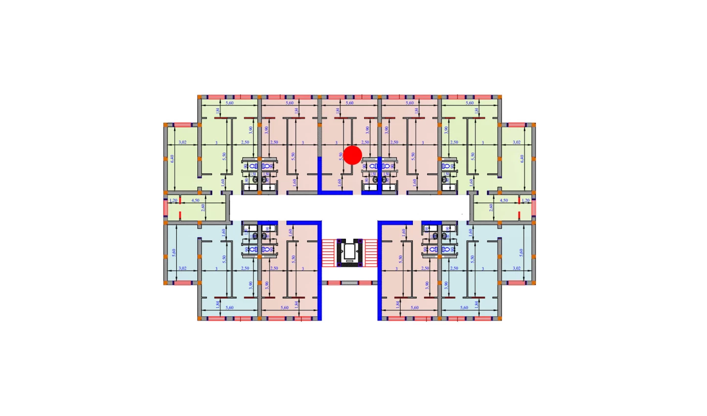 1-xonali xonadon 57.4 m²  5/9 qavat | SHOHSAROY Turar-joy majmuasi