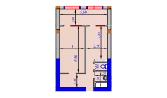 1-xonali xonadon 57.4 m²  2/9 qavat | SHOHSAROY Turar-joy majmuasi