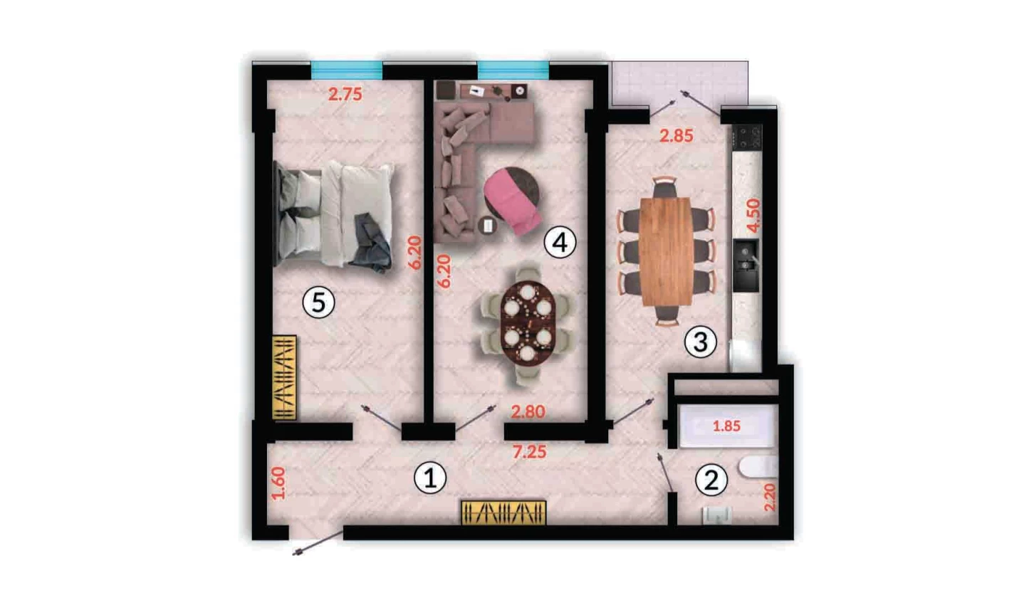 2-комн. квартира 66.83 м²  4/10 этаж | Жилой комплекс Ko'kcha-Oqtepa