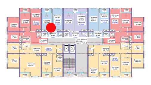 2-комнатная квартира 44.9 м²  4/16 этаж | Жилой комплекс ELITE ECO CITY