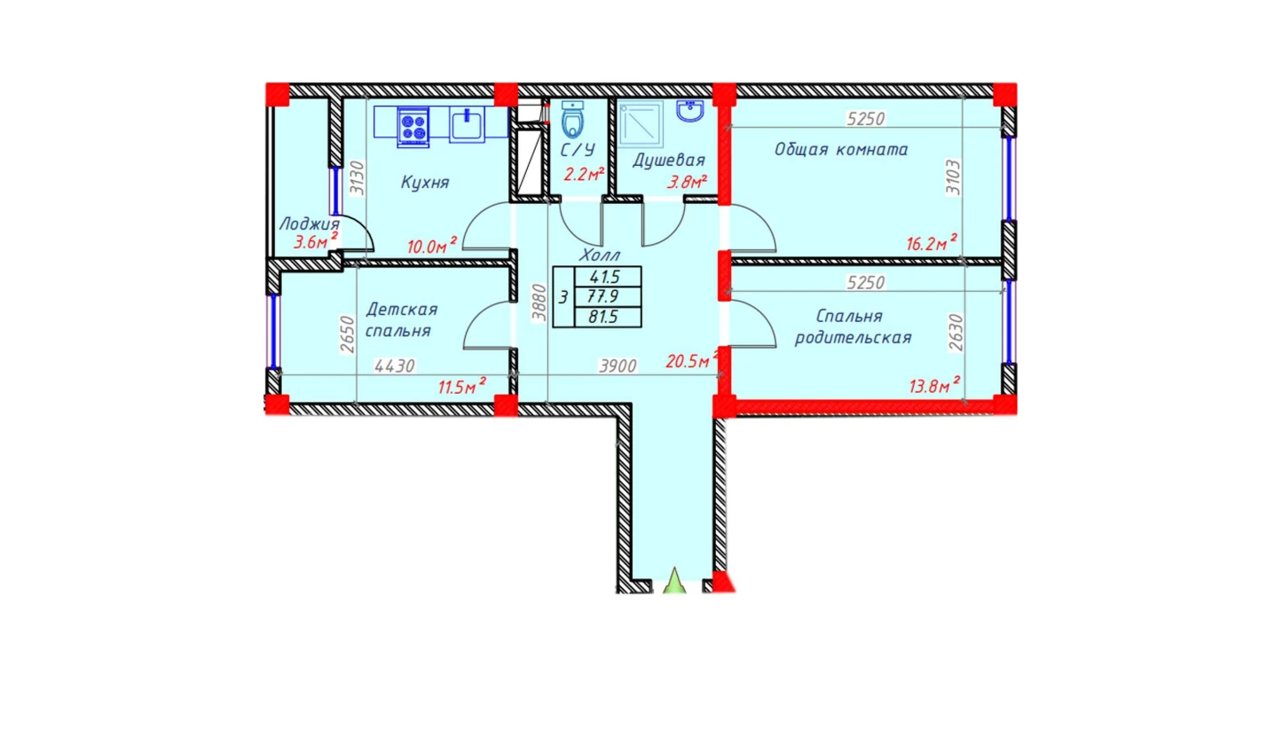 3-комн. квартира 81.5 м² 4/9 этаж | Жилой комплекс Hakimi Towers 3-комн. квартира 81.5 м² 4/9 этаж | Жилой комплекс Hakimi Towers