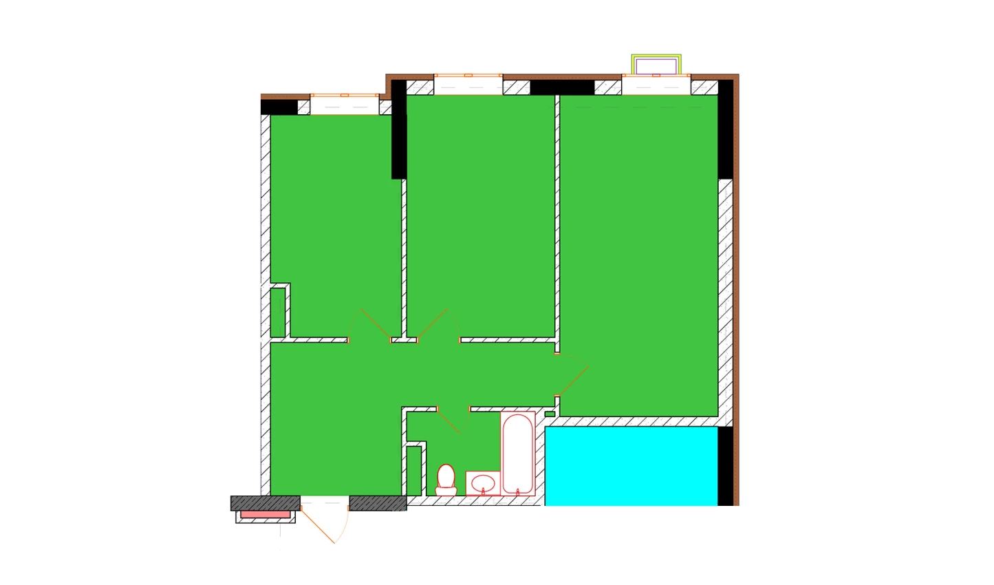 2-xonali xonadon 66.3 m²  6/9 qavat | Uchtepa Avenue Turar-joy majmuasi
