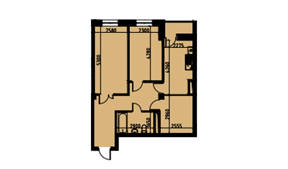 2-xonali xonadon 60.35 m²  7/10 qavat | YANGIOBOD RESIDENCE Turar-joy majmuasi