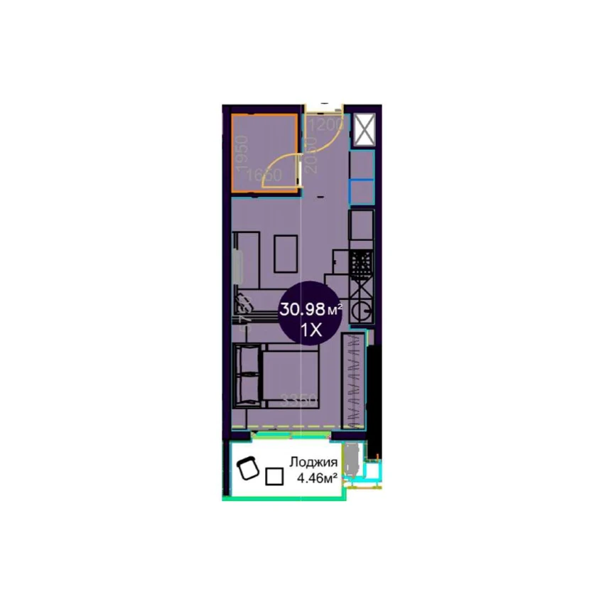 1-комн. квартира 30.98 м² 8/19 этаж | Жилой комплекс Central Avenue 1-комн. квартира 30.98 м² 8/19 этаж | Жилой комплекс Central Avenue