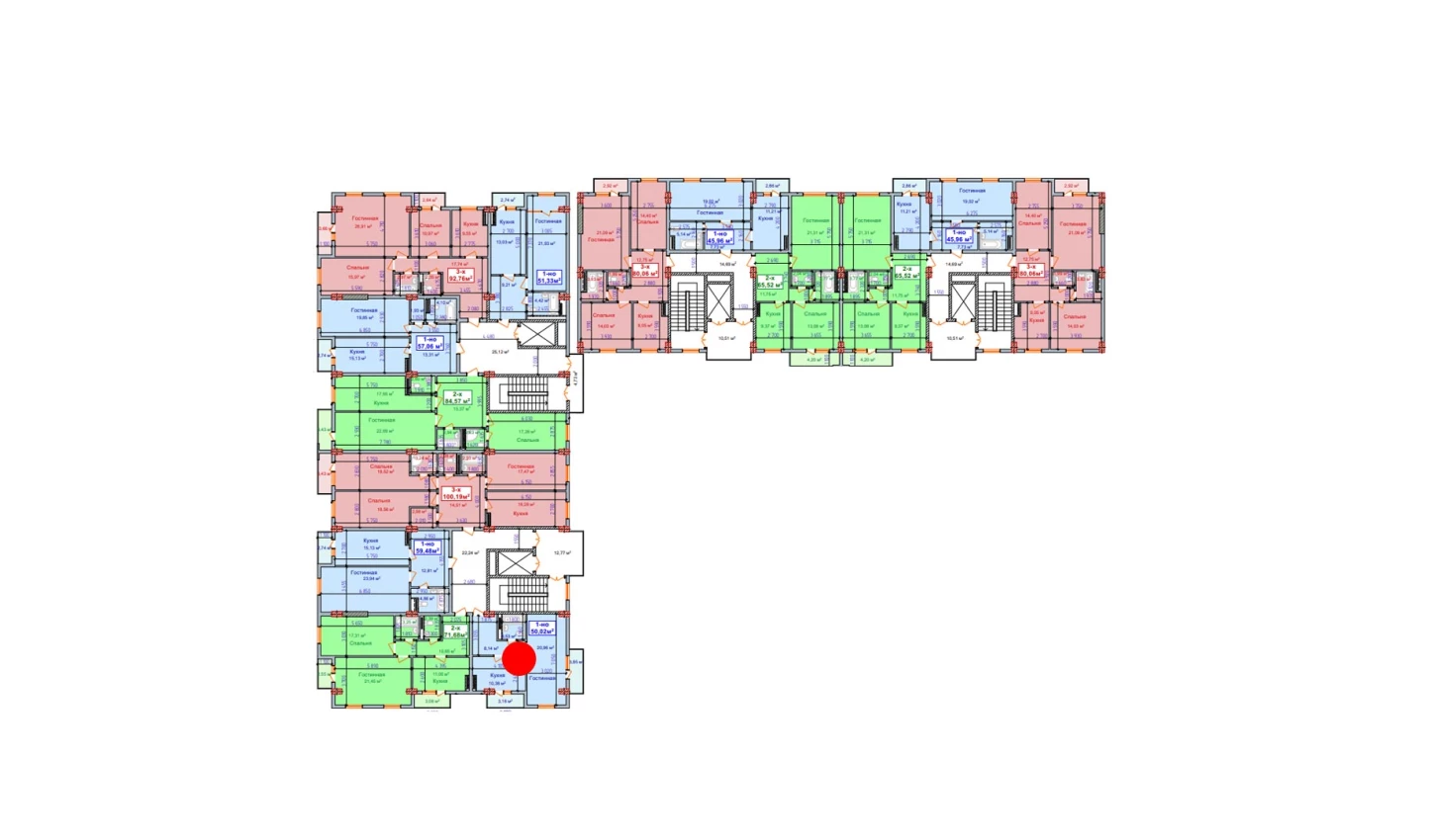 1-комн. квартира 50.02 м²  8/9 этаж | Жилой комплекс SHAYX-UL OLAM