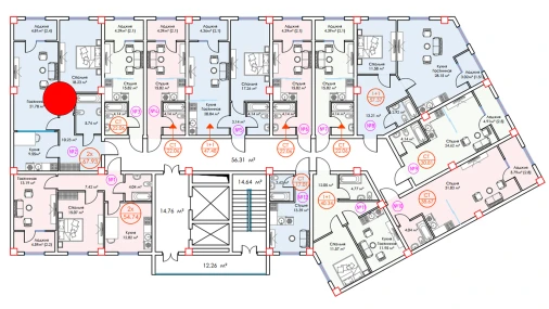 2-комнатная квартира 67.93 м²  11/16 этаж | Жилой комплекс ALFA CITY