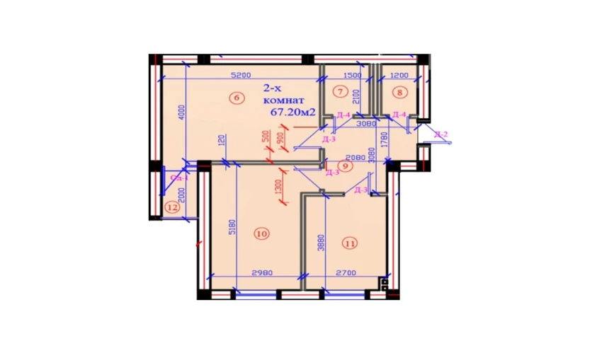 2-xonali xonadon 67.2 m²  1/7 qavat | G'IJDUVON CITY Turar-joy majmuasi