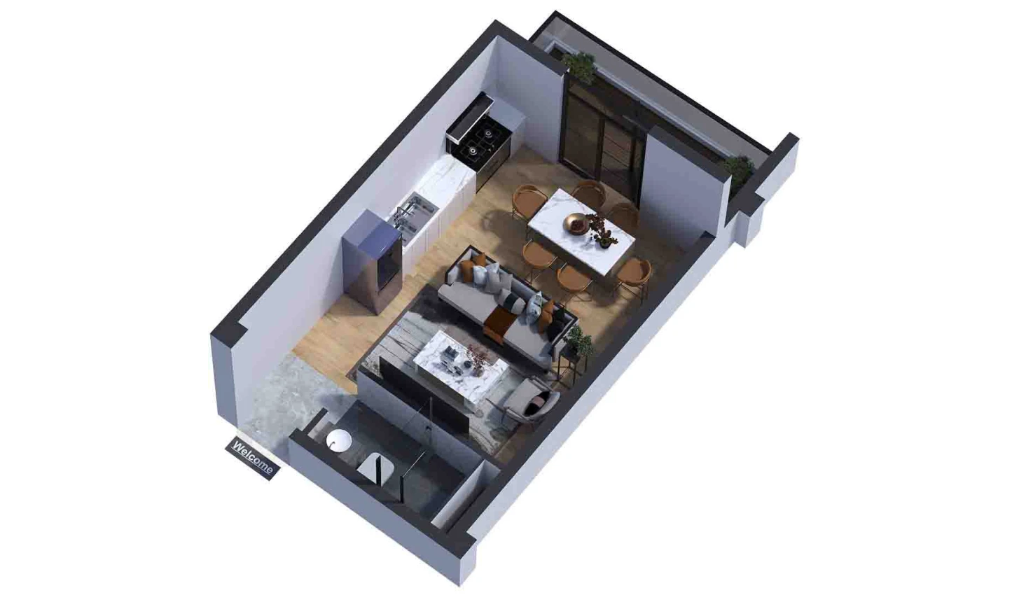 1-комн. квартира 31.24 м²  6/7 этаж | Жилой комплекс Bochka Resort