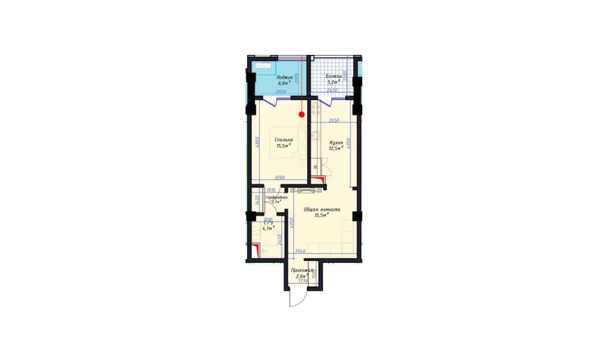 2-xonali xonadon 60.46 m²  11/14 qavat | Avia Palace Turar-joy majmuasi