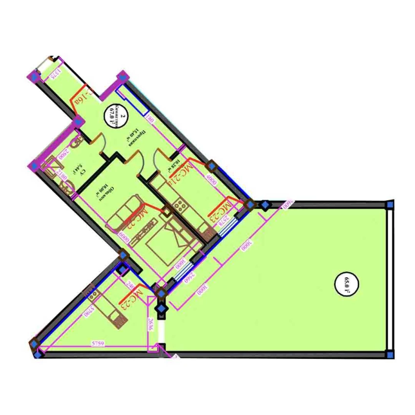 2-комн. квартира 132 м²  3/11 этаж | Жилой комплекс ANHOR AVENUE
