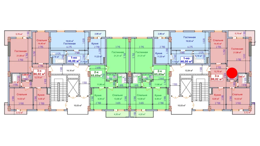 3-комн. квартира 86.02 м²  8/9 этаж | Жилой комплекс SHAYX-UL OLAM