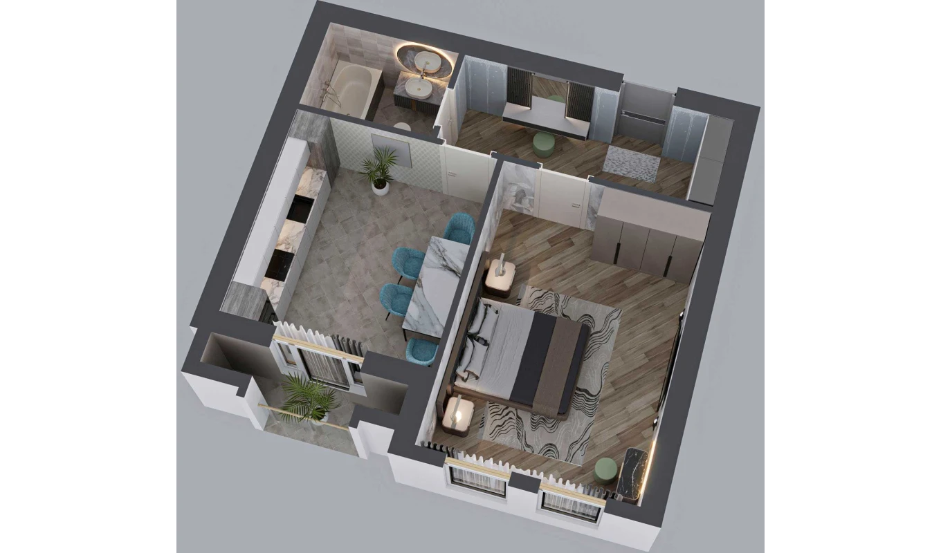 1-xonali xonadon 45 m²  1/9 qavat | BAHOR Turar-joy majmuasi