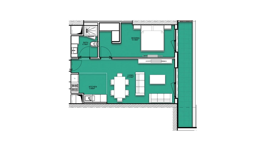 2-xonali xonadon 58.08 m²  8/19 qavat | Resim Taşkent Turar-joy majmuasi