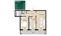 2-комн. квартира 50.58 м²  1/16 этаж | Жилой комплекс SOKIN DIYOR