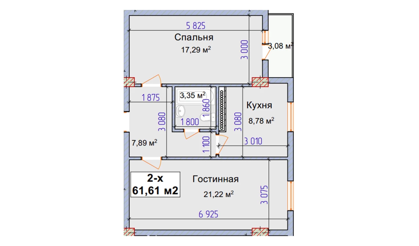2-xonali xonadon 61.61 m² 8/9 qavat | SHAYX-UL OLAM Turar-joy majmuasi 2-xonali xonadon 61.61 m² 8/9 qavat | SHAYX-UL OLAM Turar-joy majmuasi