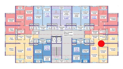 3-комнатная квартира 78.9 м²  15/16 этаж | Жилой комплекс ELITE ECO CITY