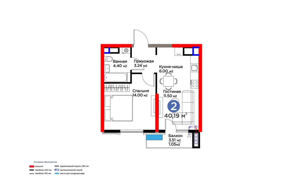 2-xonali xonadon 40.19 m² 4/16 qavat | BI SAN'AT Turar-joy majmuasi 2-xonali xonadon 40.19 m² 4/16 qavat | BI SAN'AT Turar-joy majmuasi