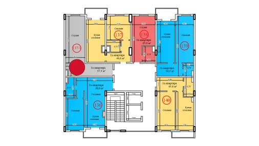 1-xonali xonadon 37.3 m²  14/14 qavat | Al-Barakat Turar-joy majmuasi