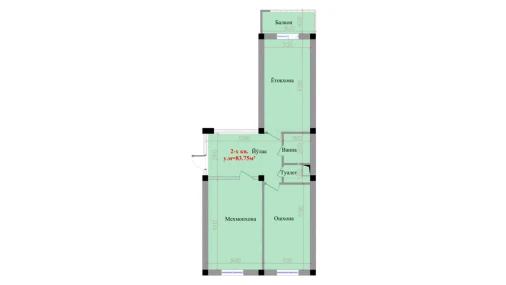 2-комнатная квартира 83.75 м²  7/8 этаж | Жилой комплекс Saxro