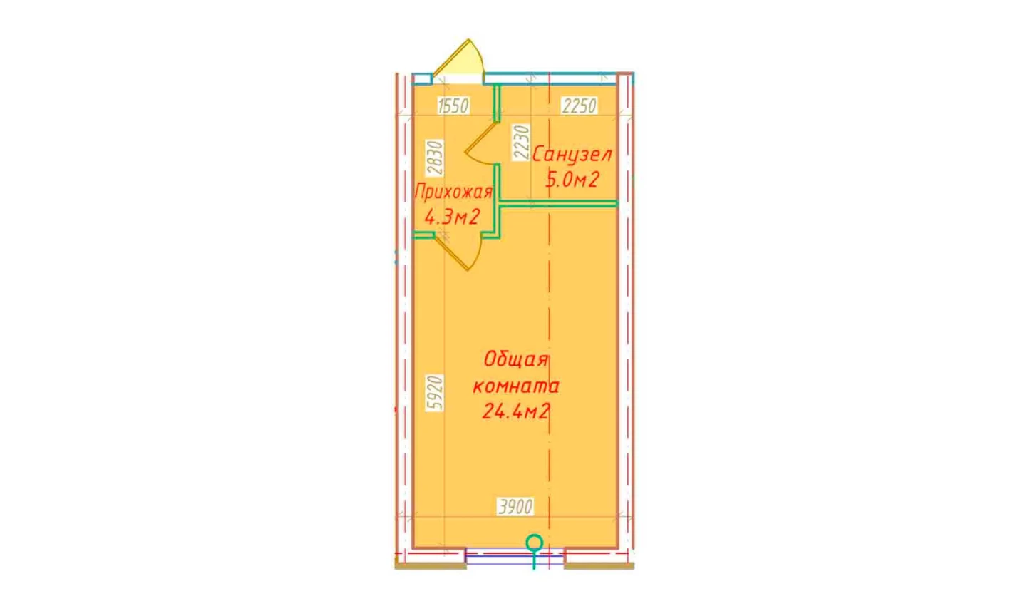 1-xonali xonadon 33.7 m² 1/16 qavat | DO'MBIROBOD RESIDENCE Turar-joy majmuasi 1-xonali xonadon 33.7 m² 1/16 qavat | DO'MBIROBOD RESIDENCE Turar-joy majmuasi