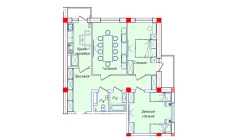 2-xonali xonadon 76.2 m²  5/8 qavat | STAR HOUSE RESIDENCE Turar-joy majmuasi