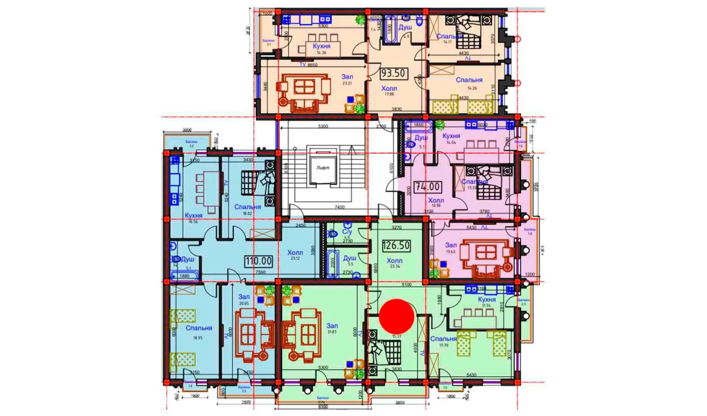 3-комн. квартира 126.5 м²  8/9 этаж | Жилой комплекс BAHOR