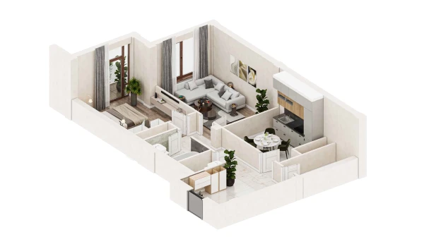 3-комнатная квартира 84 м²  3/19 этаж | Жилой комплекс BRILLIANT CITY AC