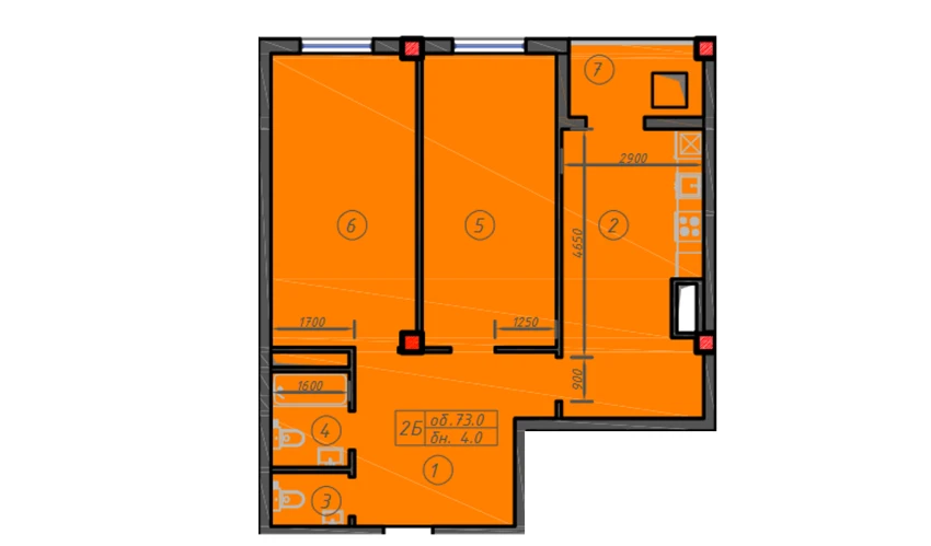 2-комнатная квартира 73 м²  2/12 этаж | Жилой комплекс Sokin hayot