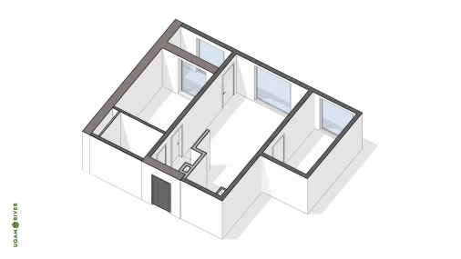 3-xonali xonadon 47.65 m²  1/6 qavat | Ugam River Turar-joy majmuasi