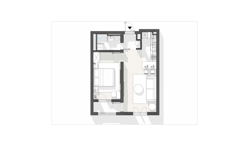 2-xonali xonadon 44.94 m²  2/5 qavat | Ugam River Turar-joy majmuasi