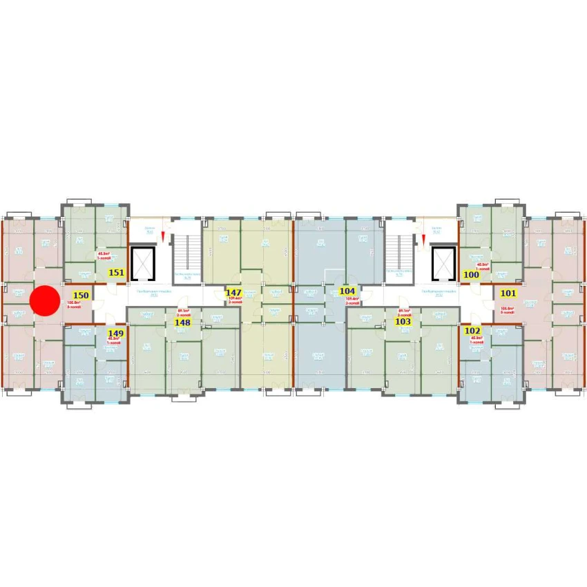 3-xonali xonadon 105.5 m²  9/9 qavat | YANGI AVLOD Turar-joy majmuasi