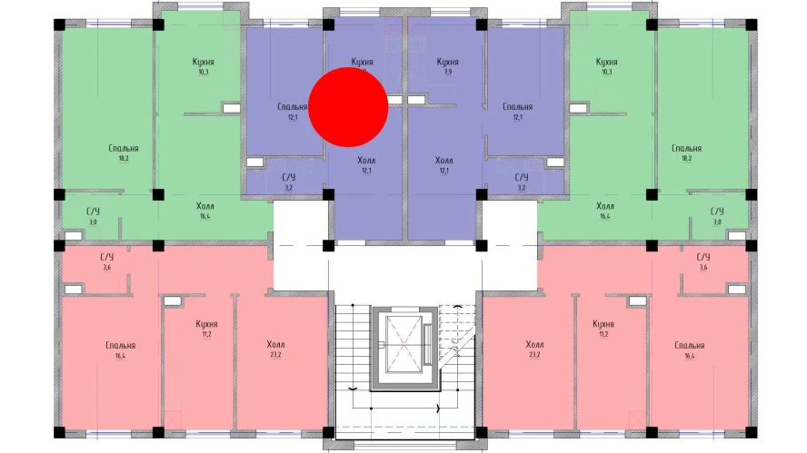 1-xonali xonadon 35.3 m²  3/5 qavat | Yangi O'zbekiston Turar-joy majmuasi