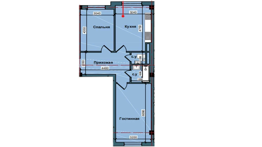 2-xonali xonadon 67 m²  3/9 qavat | NUR BARAKA Turar-joy majmuasi